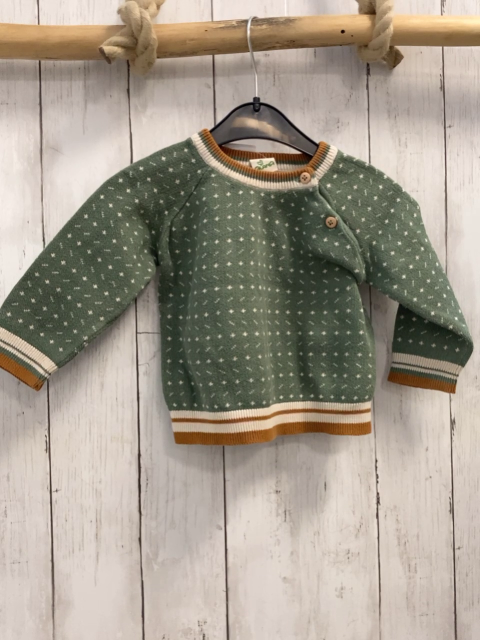 Alana  Pullover  Gr. 86  oliv creme Muster creme ocker Streifenbund 