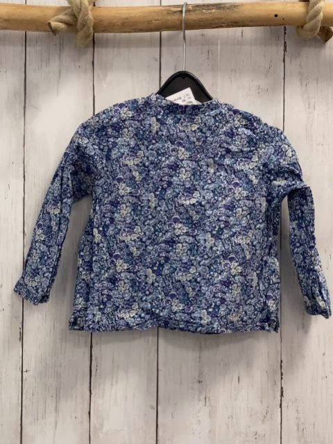 Bonpoint  Bluse  Gr. 80  blau hellblau weiße Blumen 