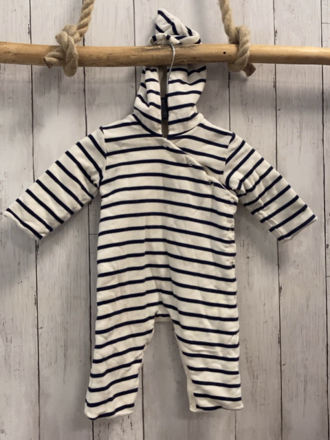 Petit Bateau  Overall  Gr. 68  weiß blaue Streifen gefüttret 