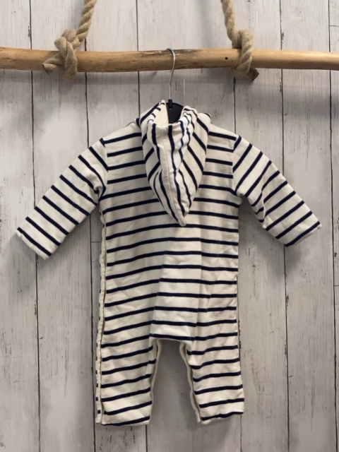 Petit Bateau  Overall  Gr. 68  weiß blaue Streifen gefüttret 