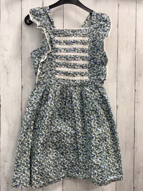 Sergent Major  Kleid  Gr. 140  weiß oliv Blätter lila hellblaue Blüten 