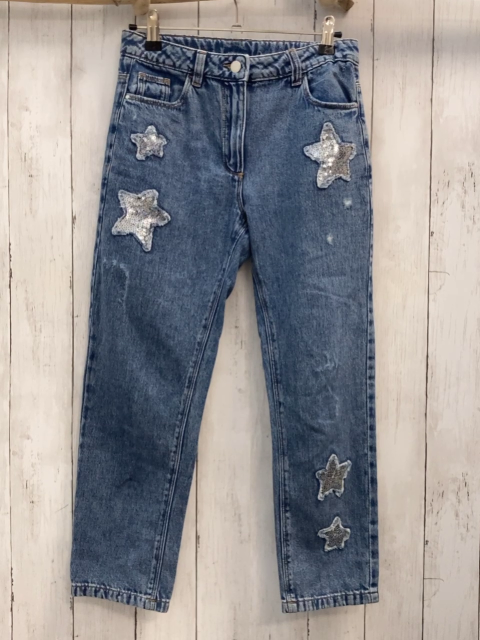 Next  Hose  Gr. 146  blau Jeans Sterne aus silber Pailetten 