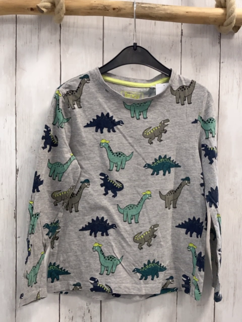   Langarmshirt  Gr. 134  hellgrau bunte Dinos 