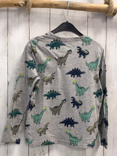   Langarmshirt  Gr. 134  hellgrau bunte Dinos 