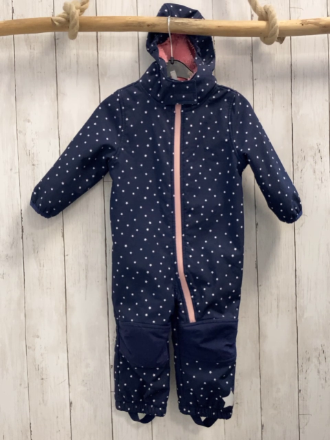  Softshelloverall Gr. 86  blau weiße Sterne rosa Reißverschluss