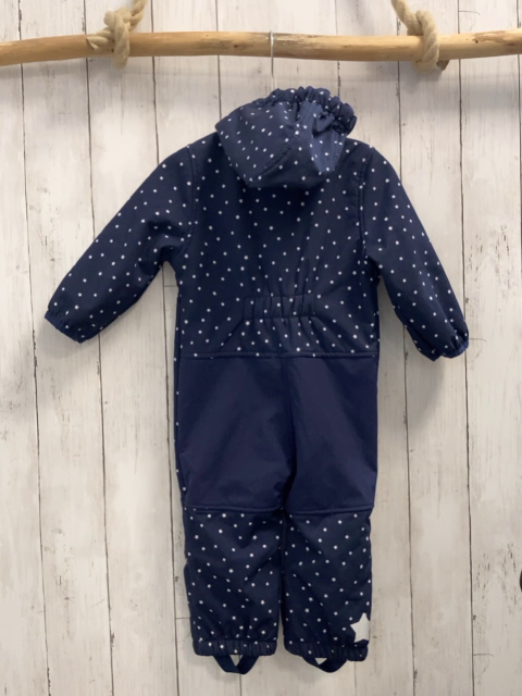  Softshelloverall Gr. 86  blau weiße Sterne rosa Reißverschluss