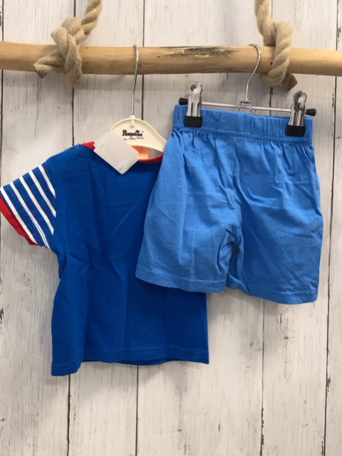 2tlg  T-Shirt + Shorts  Gr. 68  blau hellblau Paw Patrol blau weiß gestreifte Ärmel 