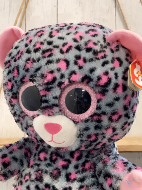 neu Ty  Plüschspielzeug  grau rosa schwarz gemustertes Tier 