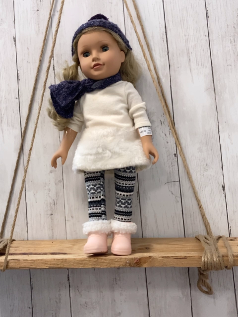 Müller  Puppe  Gr. 45cm   Puppe Modern Girl Blond mit Longpulli Leggings rosa Stiefeln 
