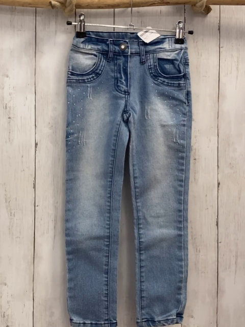   Hose  Gr. 116  blau Jeans Bund verstellbar  silber Steine 