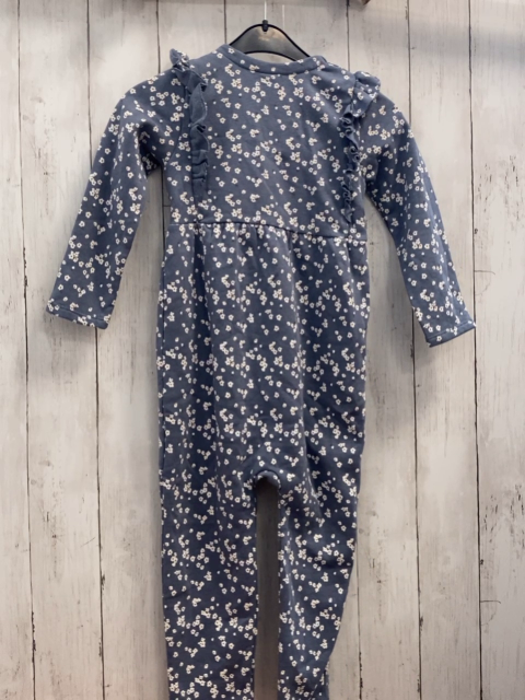 H&M  Overall  Gr. 104  grau weiße Blumen Rüschen 