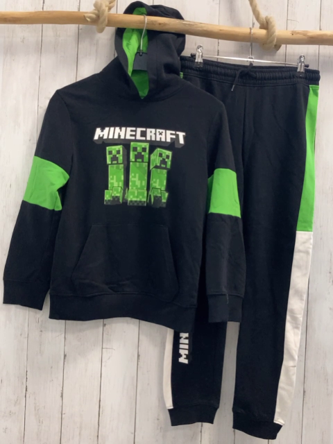 2tlg Minecraft  Pullover + Jogginghose  Gr. 146/152  schwarz grün weiß Figuren Schrift 