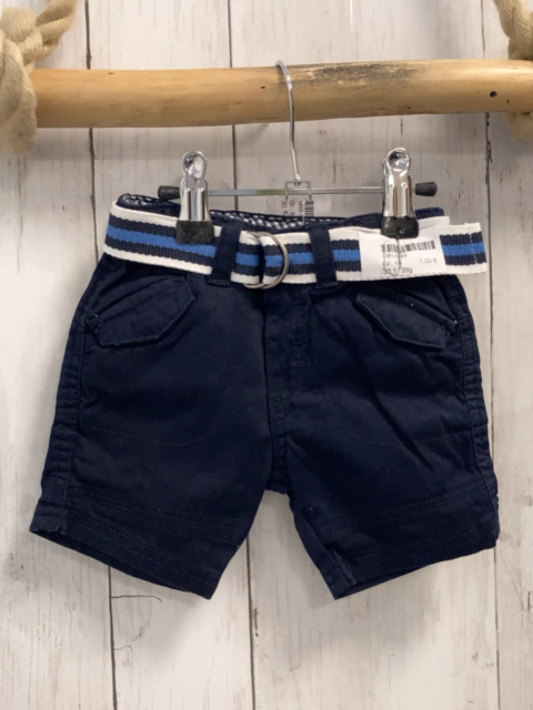 2tlg  Shorts + Gürtel  Gr. 68  blau + blau hellblau weiß gestreift 