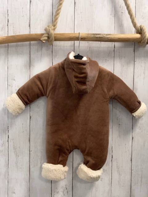  Winteroverall Gr. 50/56  hellbraun Bärengesicht Kapuze beige Teddyfutter + -bund 