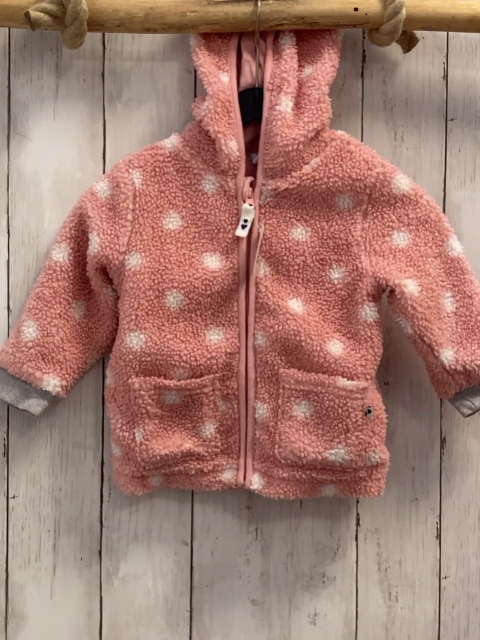   Teddyjacke  Gr. 80  rosa Kapuze weiße Punkte grauer Bund 