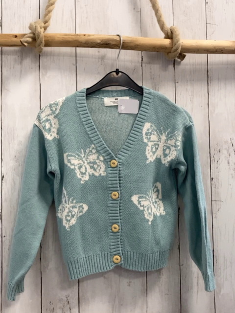 H&M Strickjacke Gr. 122  mint weiße Schmetterling
