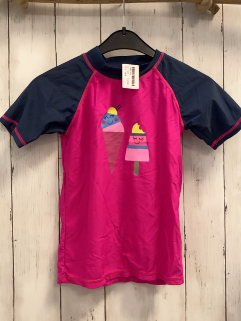 zara UV-Schutzshirt Gr. 128  pink blaue Ärmel Eiscreme