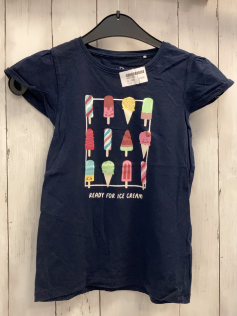  T-Shirt Gr. 128  blau Eiscreme Glitzer