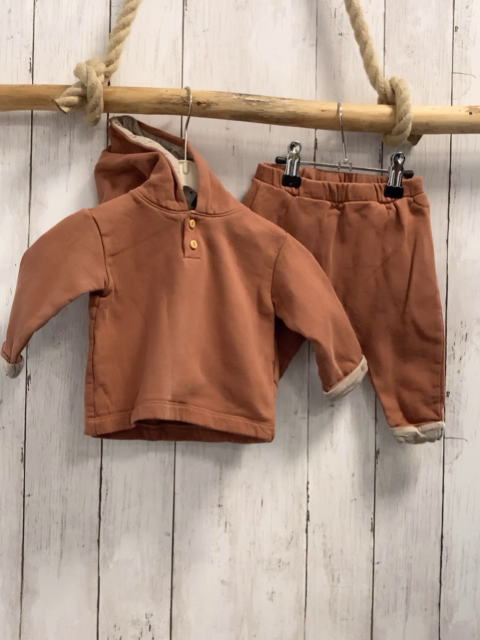 2tlg H&M  Pullover + Leggings  Gr. 68  braun Kapuze mit Fellbommel 