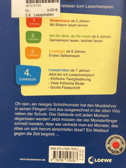 Lesepiraten  Buch Die Monsterfänger in der Gruselvilla 