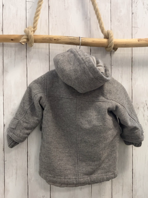 H&M  Wolljacke  Gr. 92  grau 60 % Wolle Kapuze Strickbund 