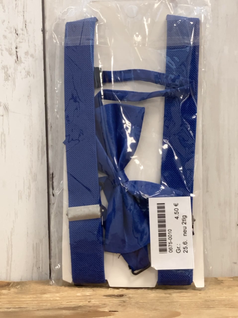 neu 2tlg  Hosenträger + Fliege  blau 
