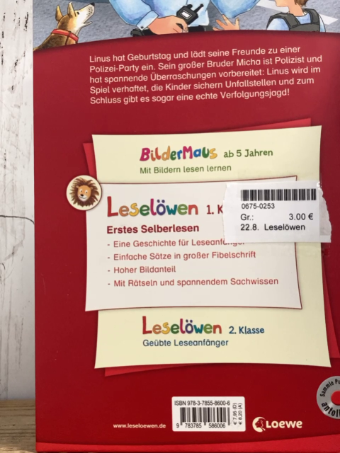 Leselöwen  Buch Polizist für einen Tag 