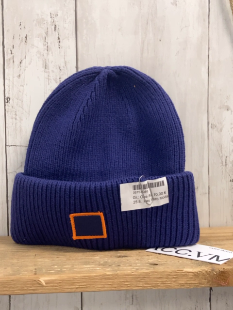 neu Vero Moda  Mütze One Size lila Strick Rechteck mit orange Rand NP 19,99 € 