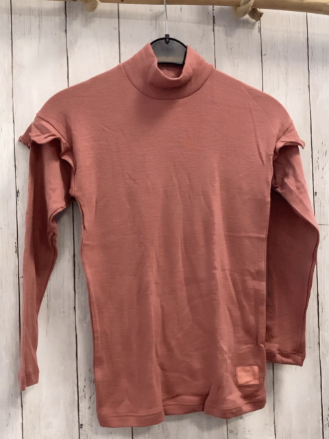 neu Dilling  Langarmshirt  Gr. 146/152  altrosa Rollkragen Rüschen im Schulterbereich 100  % Merinowolle 