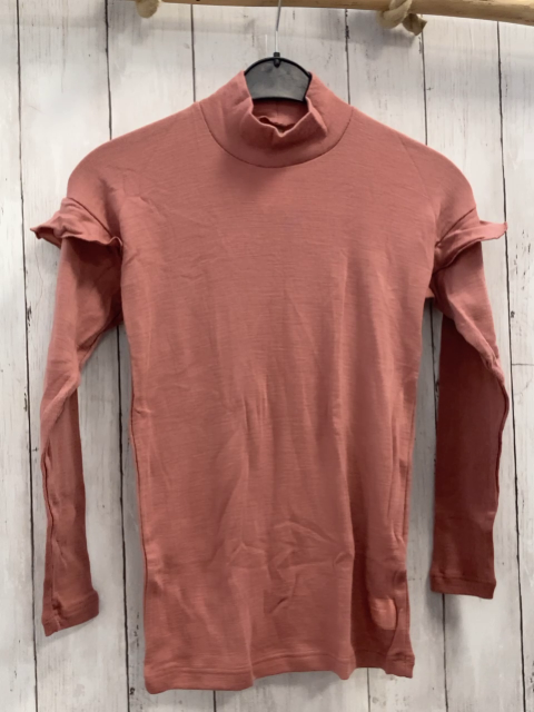neu Dilling  Langarmshirt  Gr. 146/152  altrosa Rollkragen Rüschen im Schulterbereich 100  % Merinowolle 