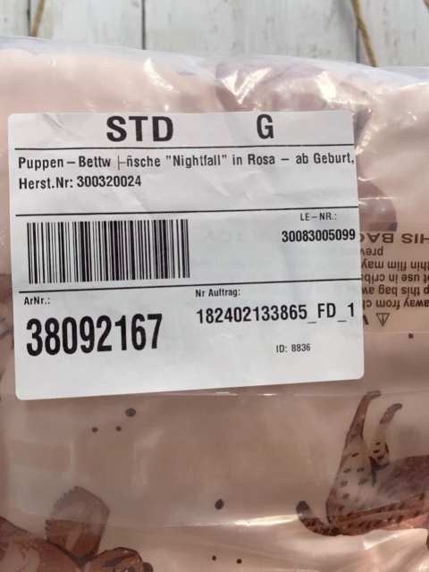 neu Sebra  Puppenbettwäsche  Gr. 2tlg   rosa mit Tieren 