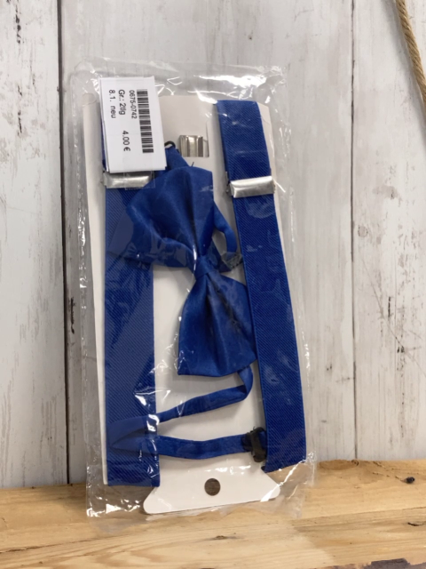 neu  Hosenträger + Fliege  2tlg   blau 