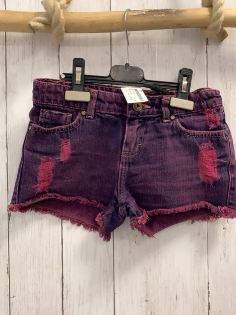 Le Lic Petit  Shorts  Gr. 128  lila grau pflame meliert Jeans Fransensaum 
