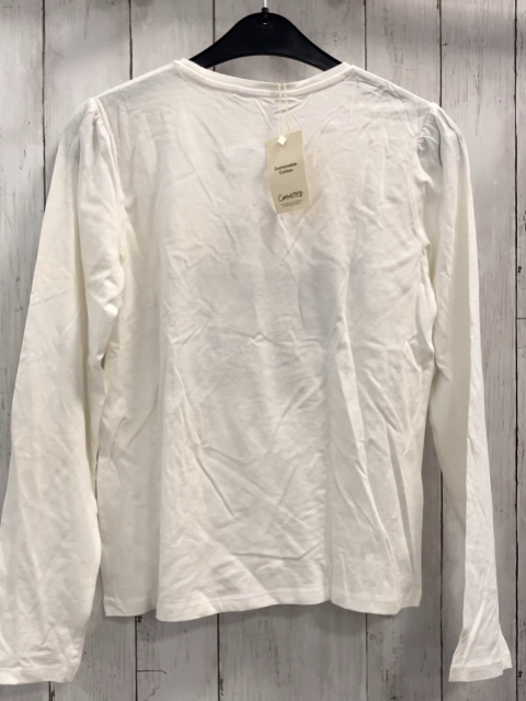 neu Mango  Langarmshirt  Gr. 164  weiß schwarze Schrift mit silber Glitzerfädchen 