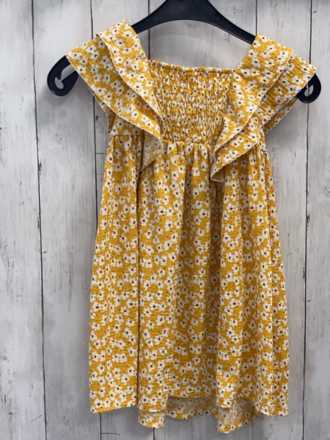 Zara  Kleid  Gr. 116  gelb Struktur Blumen Rüschen 