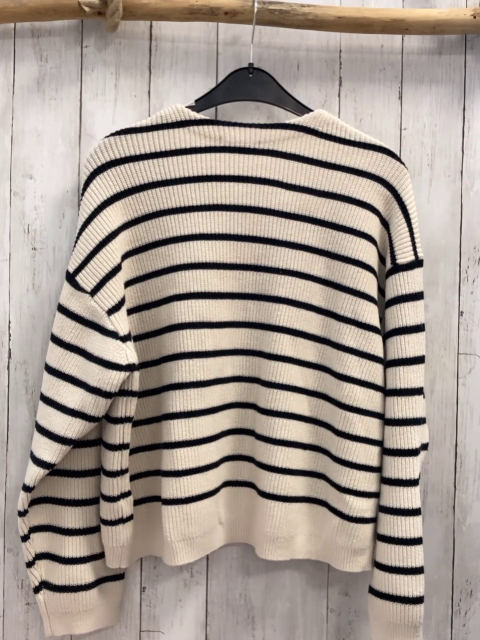 Uniqlo  Pullover  Gr. 146/152  creme schwarze Streifen Strick 