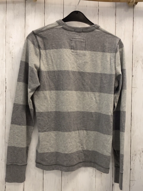 Abercrombie  Pullover  Gr. M grau hellgraue Streifen Schrift 