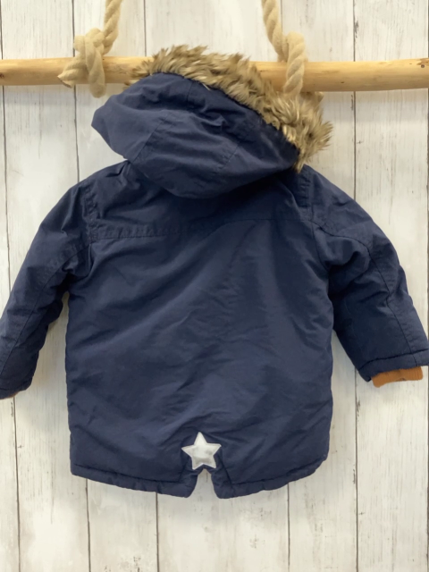  Winterjacke Gr. 86  blau Fellbund an der Kapuze ocker Bund