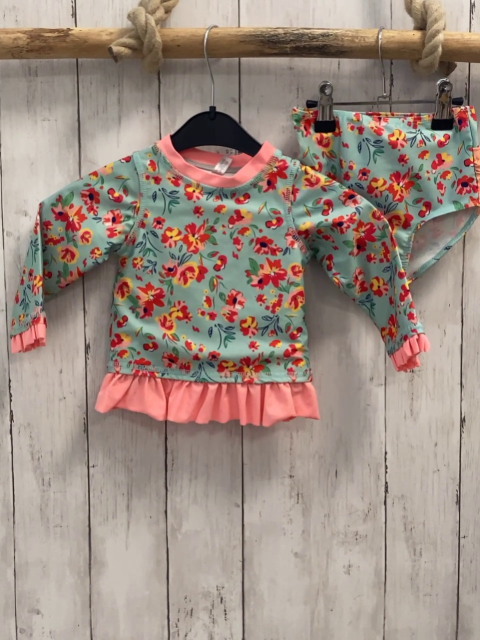 2tlg iEFiEL  UV-Schutzset  Gr. 74   mint Blumen rosa Bund mit Rüschen 