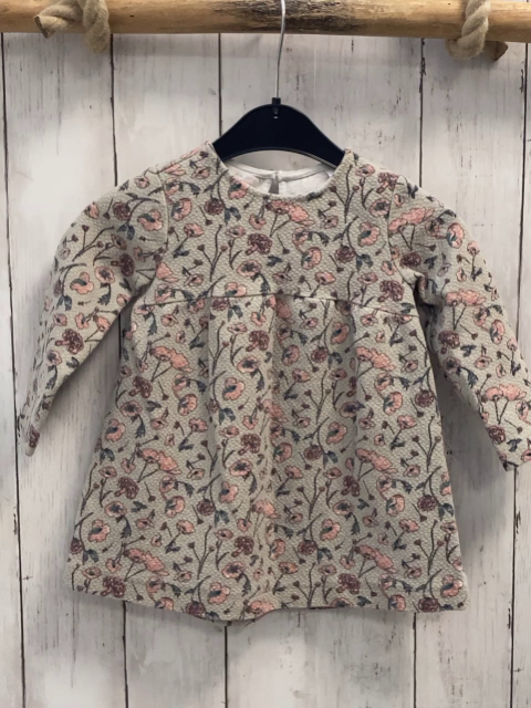 Zara  Kleid  Gr. 86  grau Struktur Blumen 