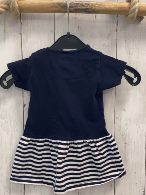 Salt & Pepper  Kleid  Gr. 74  blaues Oberteil mit Schrift mit Marinemotiven + blau weiß gestreifter Rock 