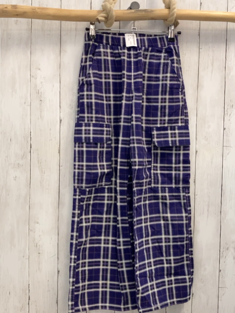 H&M  Hose  Gr. 140  lila gau hellgrau kariert Gummizugbund 