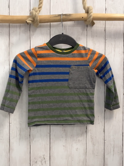 Esprit  Langarmshirt  Gr. 92  grau orange blau kiwi Streifen 