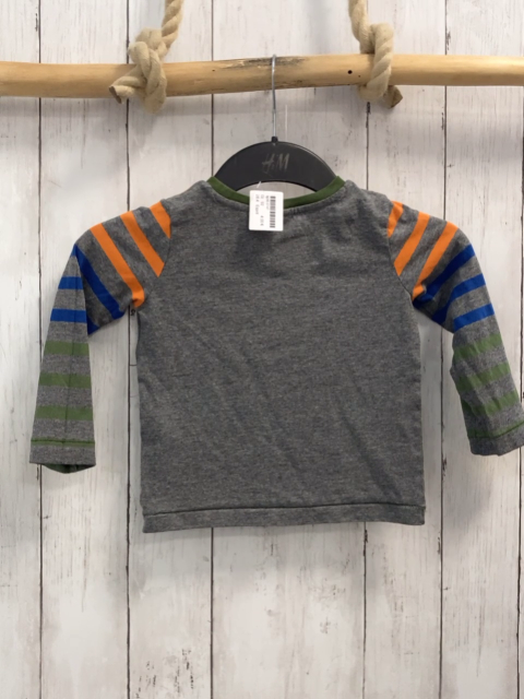 Esprit  Langarmshirt  Gr. 92  grau orange blau kiwi Streifen 