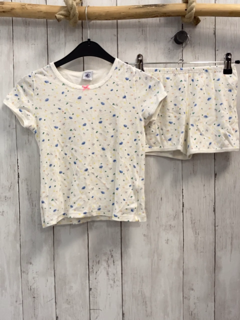 2tlg Petit Bateau  T-Shirt + Shorts  Gr. 116  weiß bunte Blumen 