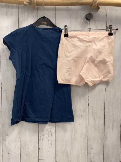 2tlg Schiesser  T-Shirt + Shorts  Gr. 116  blau orange Schwan + orange weiße Streifen 