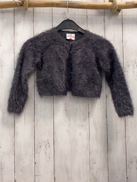   Strickjacke  Gr. 116  grau mit Glitzer flusig 