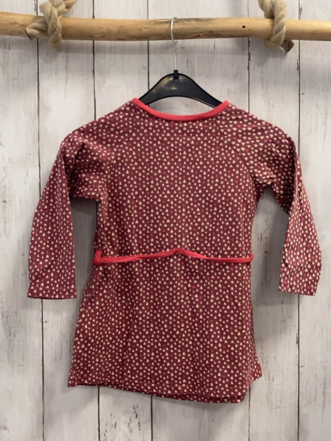 Vertbaudet  Kleid  Gr. 98  brombeere weiß rote Herzen rotes Teddy "M" Gürtelband 