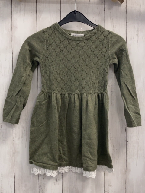 H&M Kleid  Gr. 98  kiwi Strick Wabenmuster 