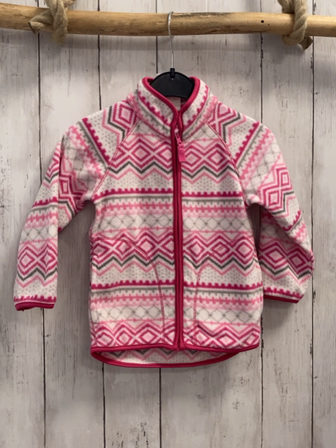 H&M  Fleecejacke  Gr. 86  weiß pink rosa grauer Druck 